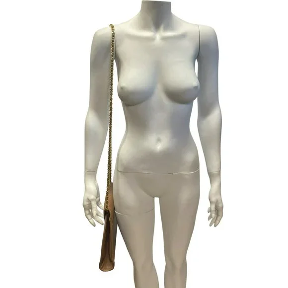 Vintage INC Purse Chain Link Strap Genuine Leather Uruguay Bag Tan Brown Camel - Picture 3 of 9